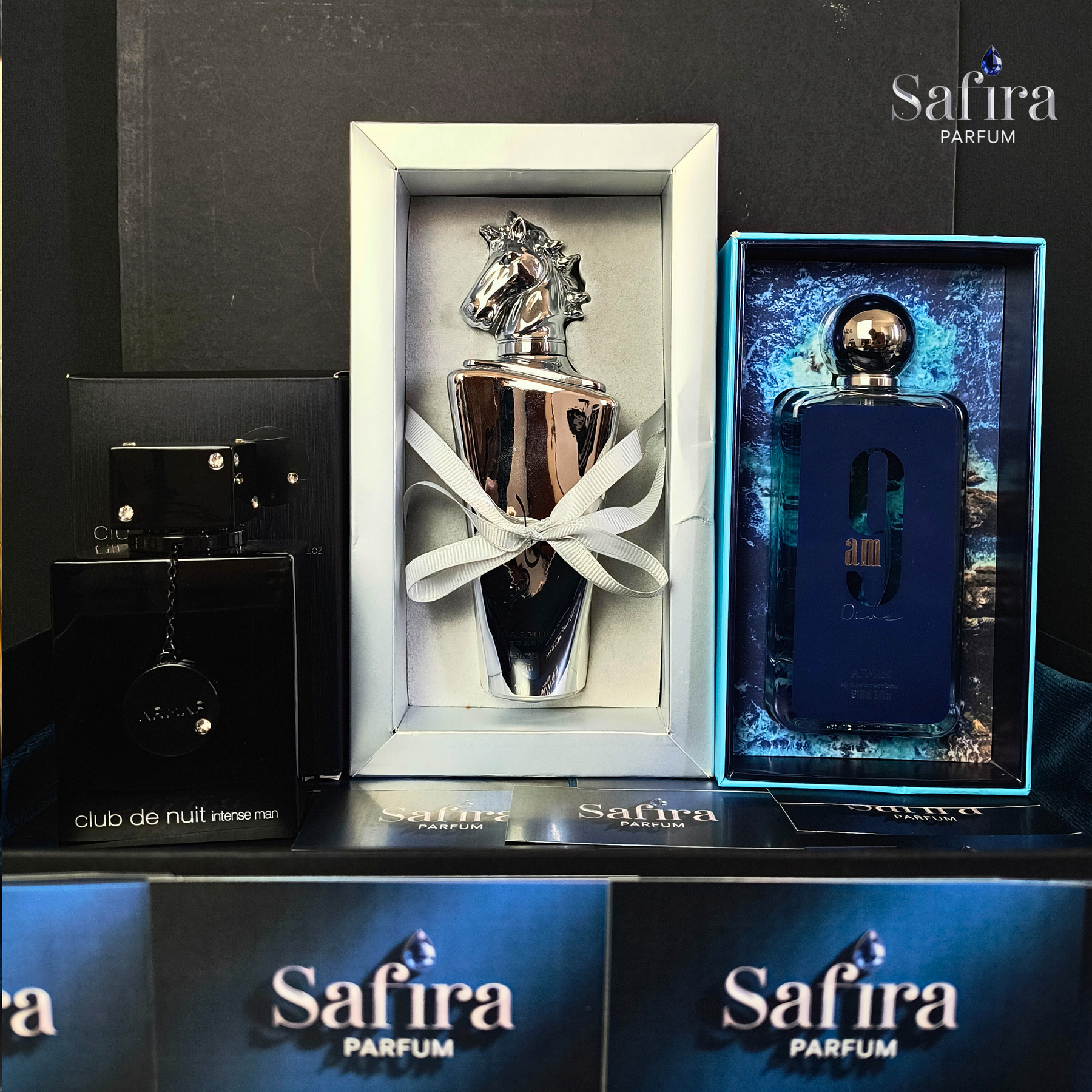 ✨Kit Exclusivo com 3 Fragrâncias Importados de Luxo – Club de Nuit Intense Man + Maahir Legacy + 9AM Dive