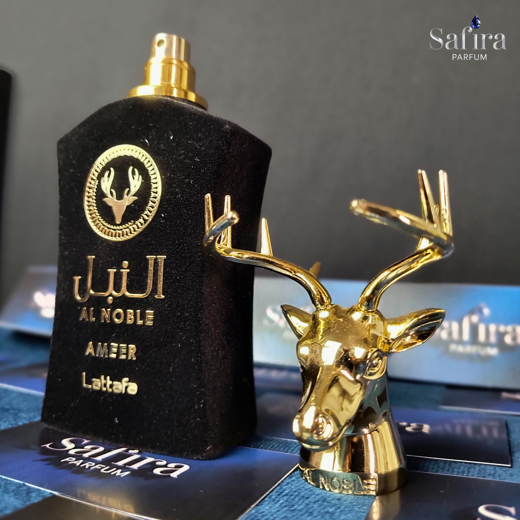 Kit Royal Essence (Al Noble Ameer + Fakhar Black + Maahir Legacy) – Três Ícones da Perfumaria Árabe em um Só Conjunto