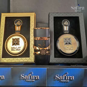 KIT CONQUISTADOR - Fakhar Gold + Asad + Fakhar Black | 100ml cada